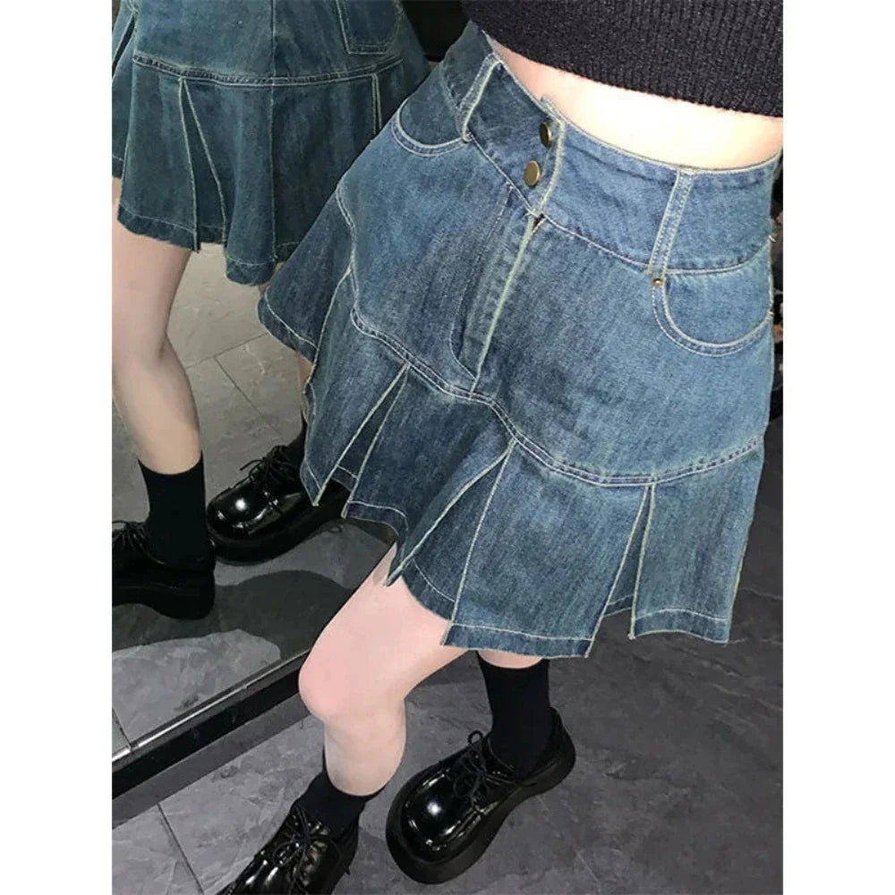High Waisted Mini Denim Skirt for KPOP Lovers