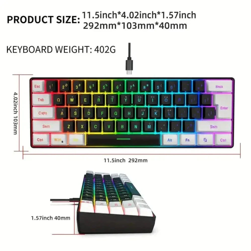 Compact Wired RGB Gaming Keyboard with Floating Keycaps