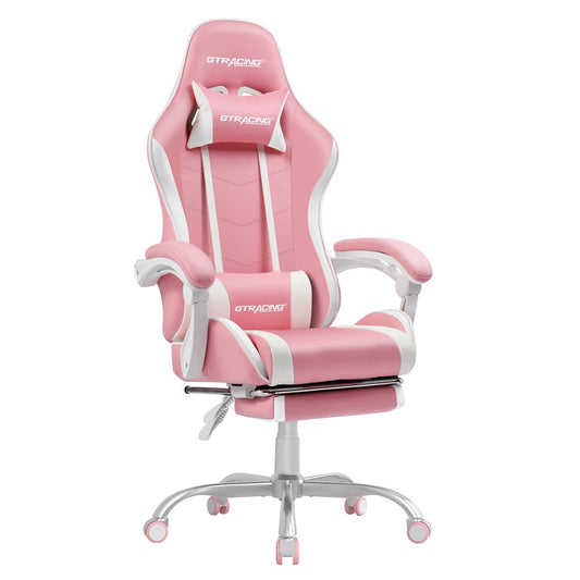 Footrest Gaming Chair in Pink