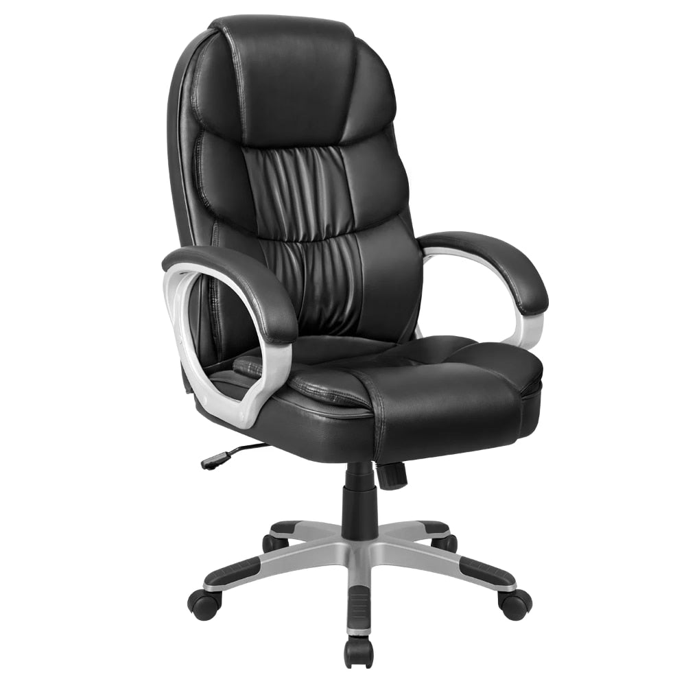 High Back Faux Leather Executive Office Chair in Black