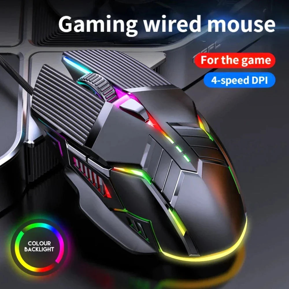 Silent Wired Gaming Mouse with 3200 DPI for Enhanced Precision