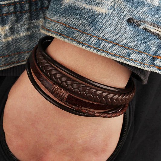 Vegan Leather Bracelet with a Layered Appearance