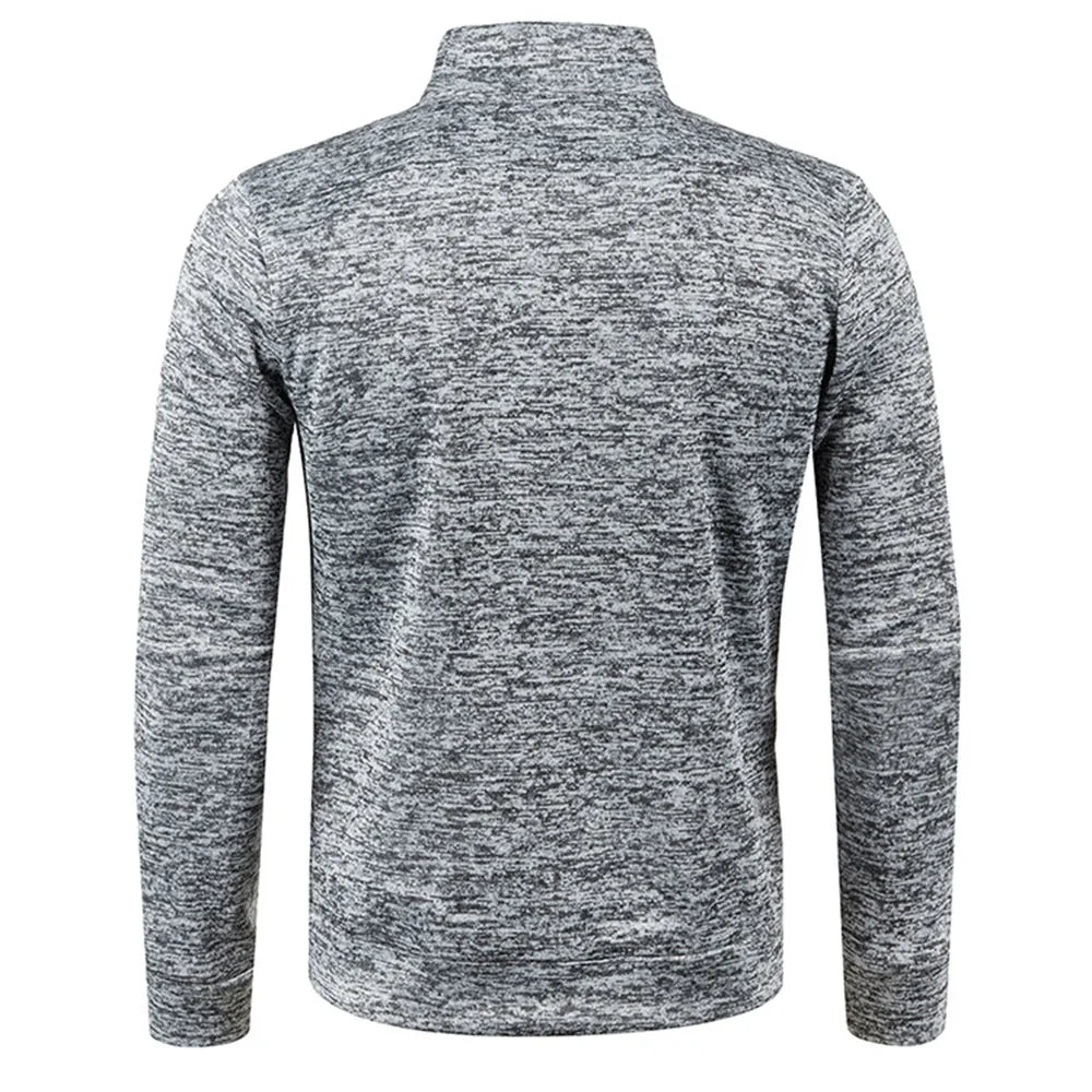 Zipped Up Long Sleeve Top for Men with a Stylish Stand Collar