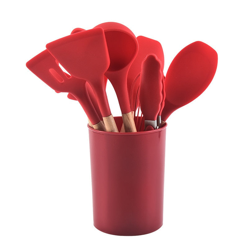 12-Piece Set of Silicone Kitchen Utensils