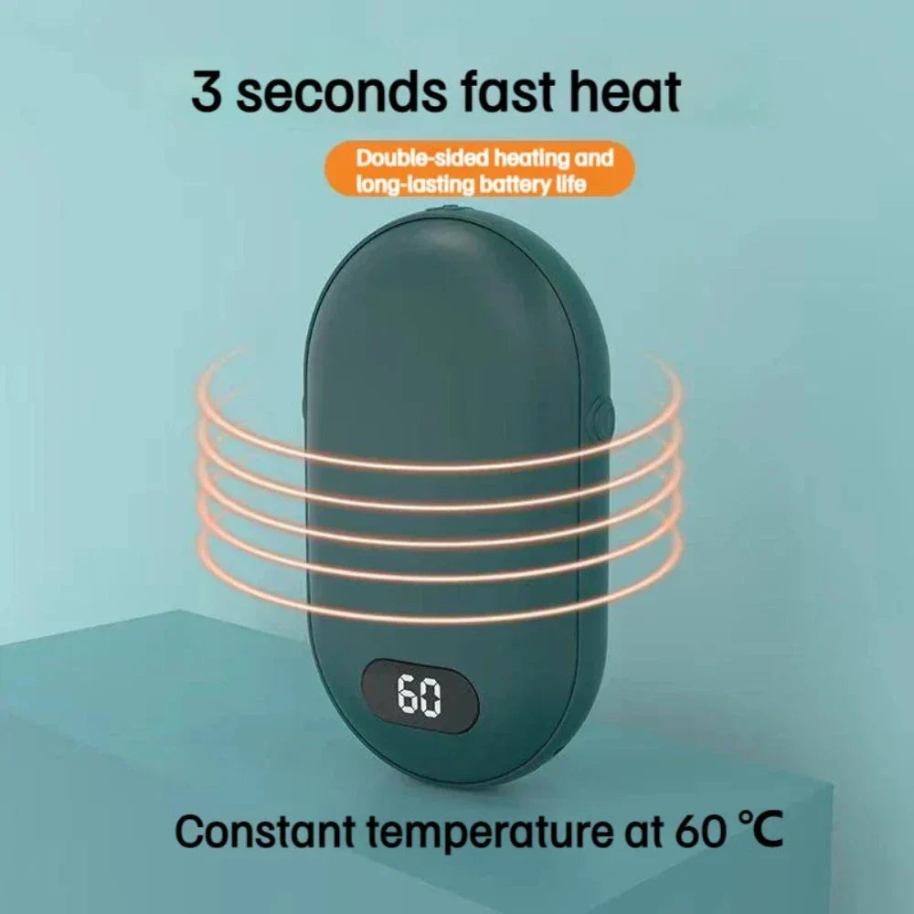 Double Sided Hand Warmer with Rechargeable Battery and Two Speeds