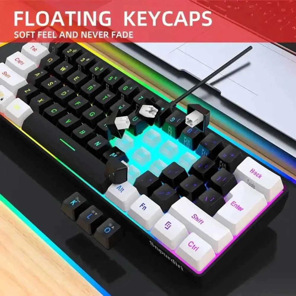 Compact Wired RGB Gaming Keyboard with Floating Keycaps