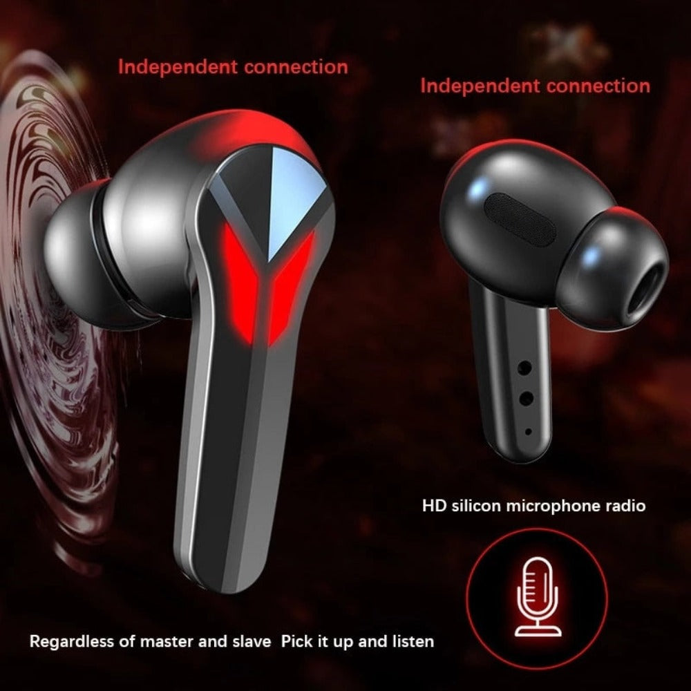 Bluetooth Earbuds with Fiery Red Dragon Design