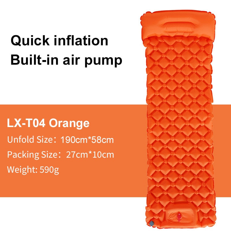 Inflatable Outdoor Mat with Pump and Neck Support