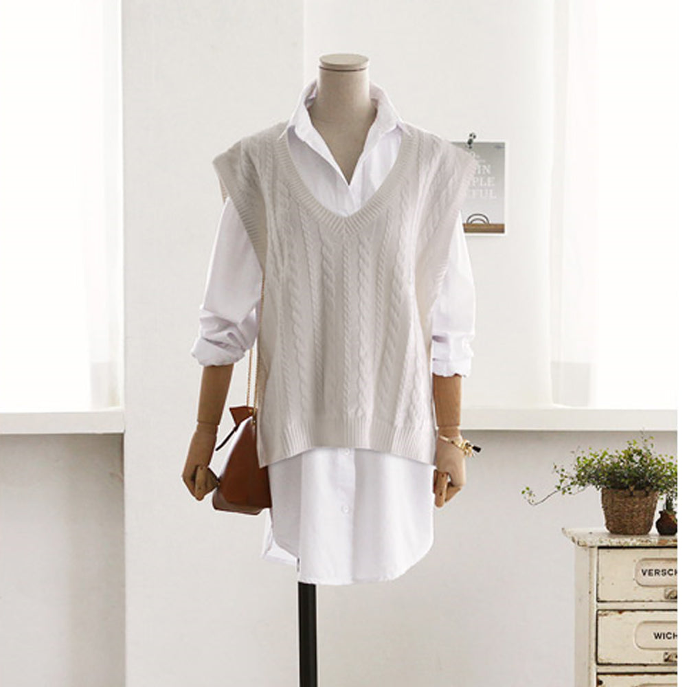 Cable Knit Sweater Vest for Ladies