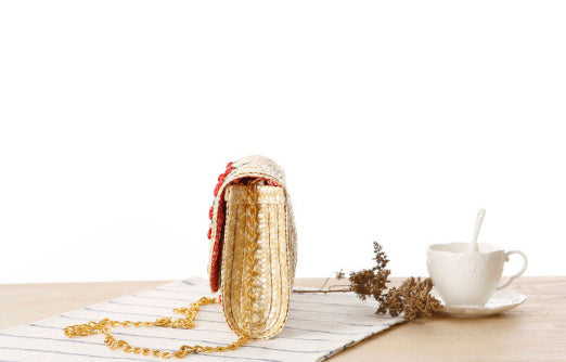 Chain-Accented Cherry Tote Bag