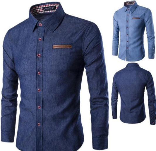 Slim-Fitting Men's Denim Shirt