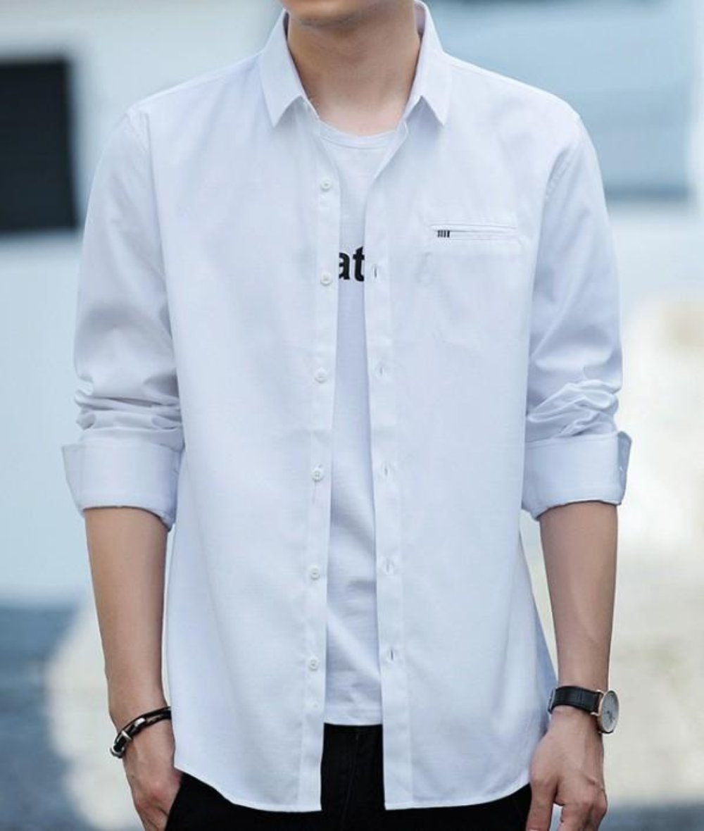Casual Long Sleeve Button-Up Shirt for Men