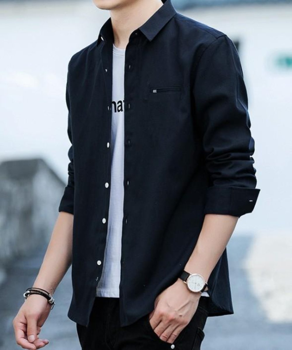 Casual Long Sleeve Button-Up Shirt for Men