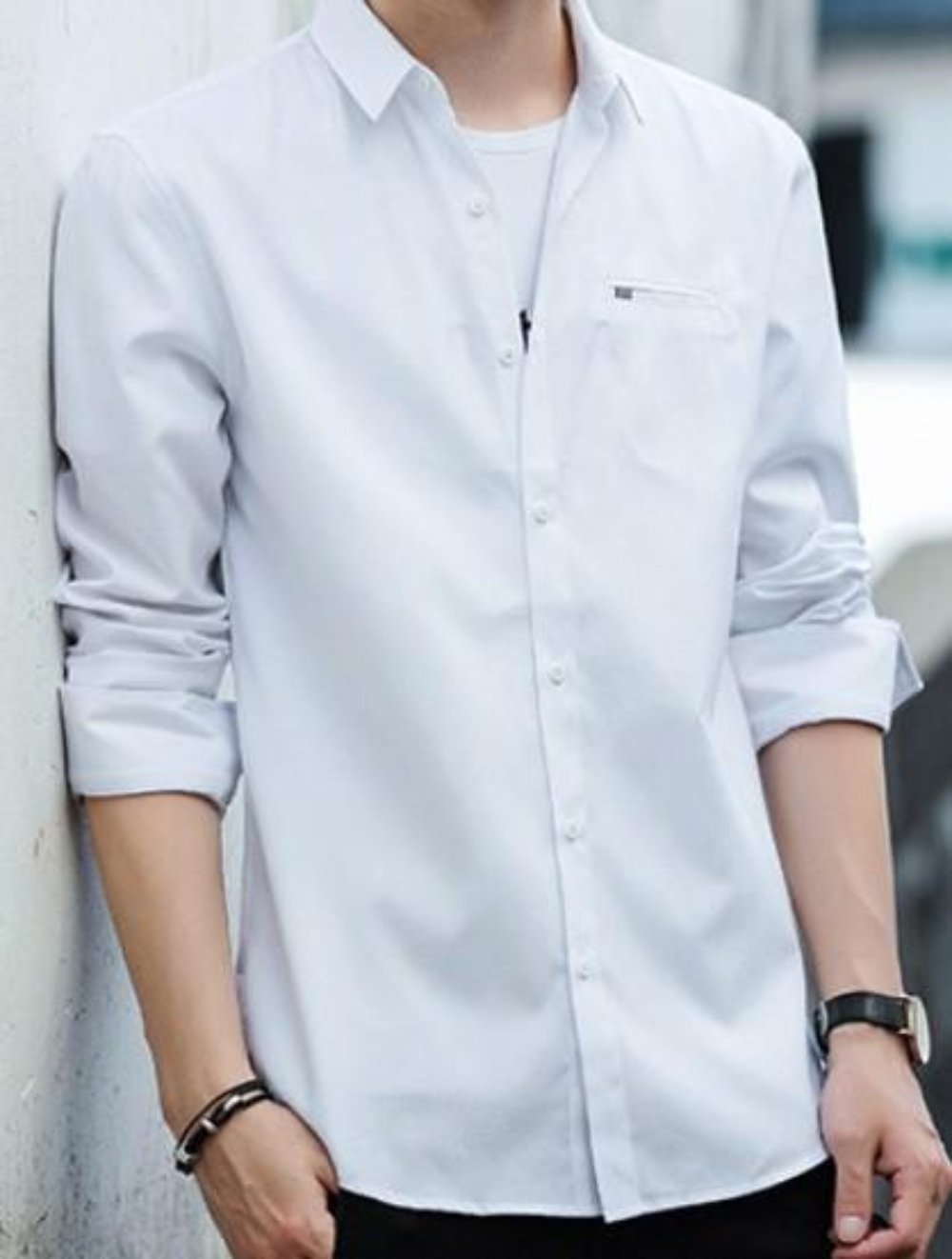 Casual Long Sleeve Button-Up Shirt for Men