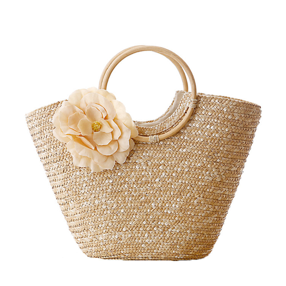 Coseey Floral Woven Straw Tote Bag