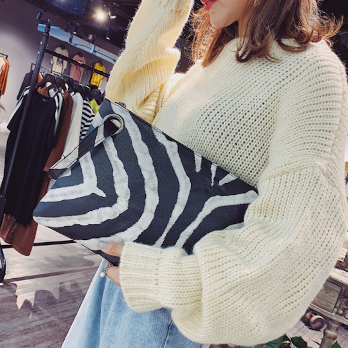 Leopard Pattern Faux Leather Women's Envelope Clutch