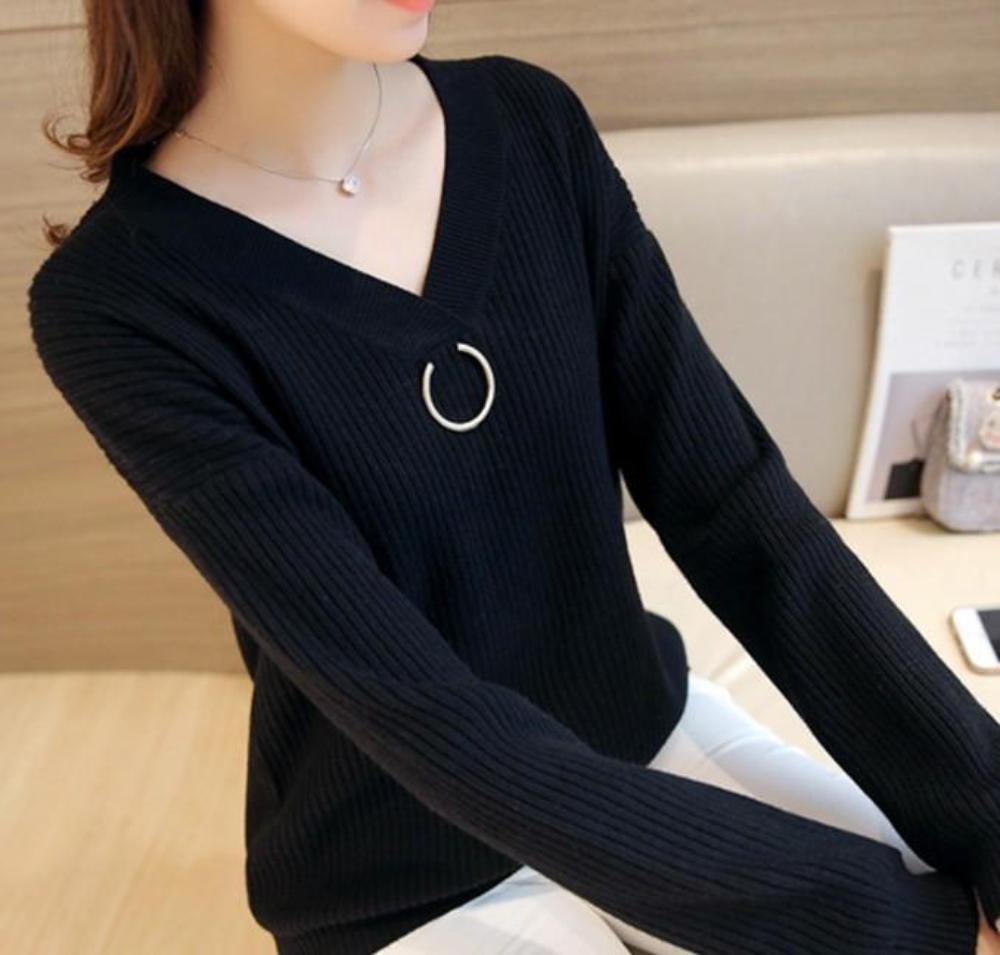 Women's Sweaters with V-Neck Design