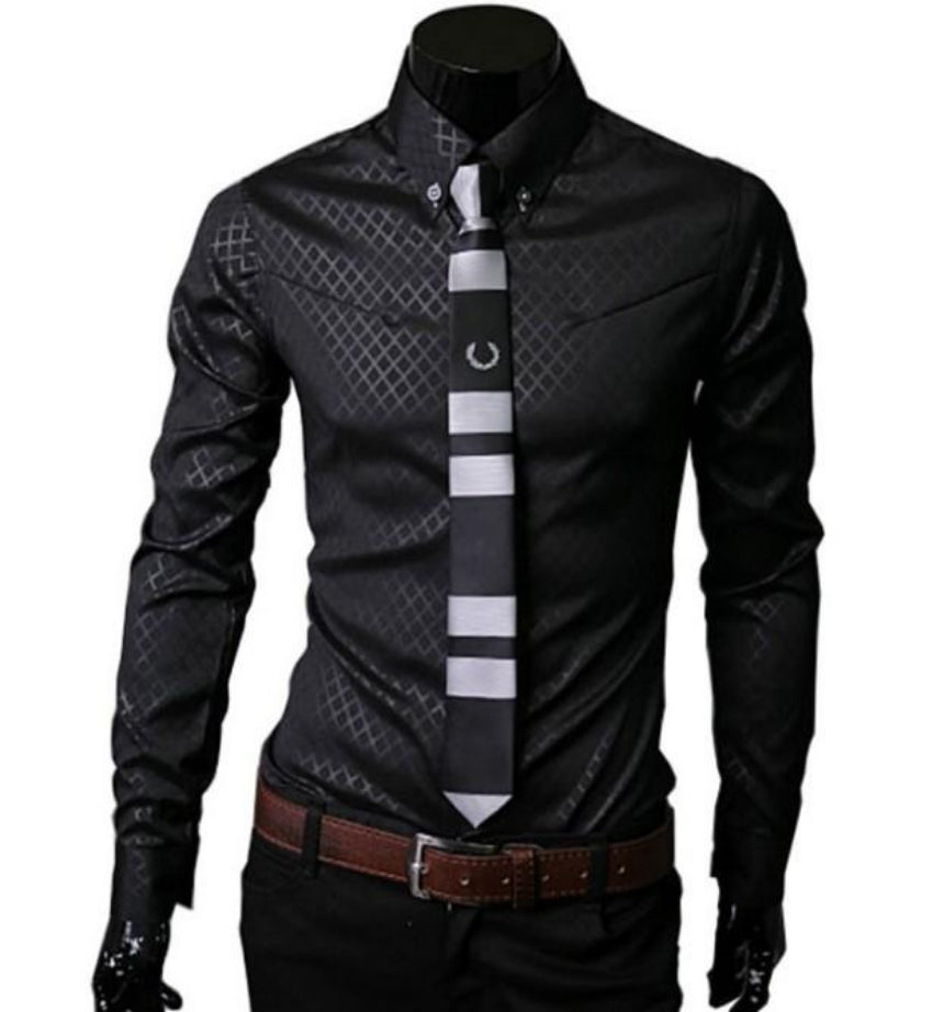 Patterned Button Front Slim Fit Men's Shirt