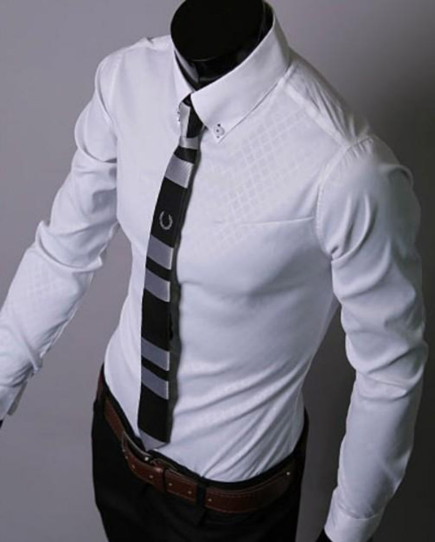 Patterned Button Front Slim Fit Men's Shirt