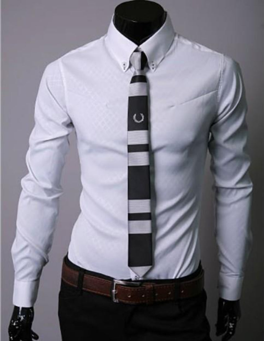 Patterned Button Front Slim Fit Men's Shirt