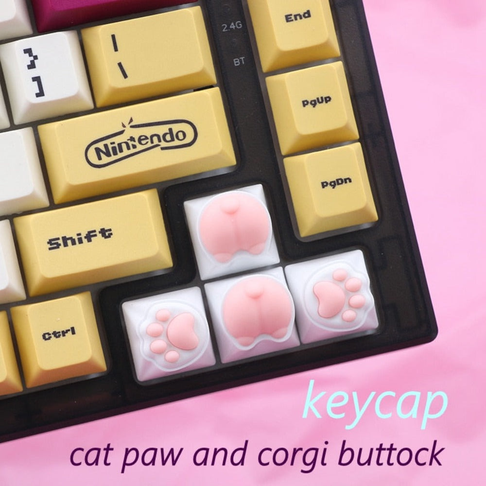 Set of 4 Keycaps with Feline Paws Design