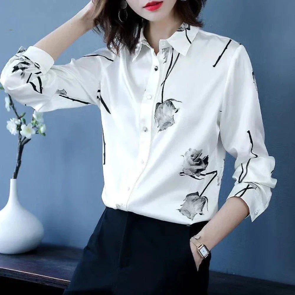 Floral Korean-Inspired Blouse for Women