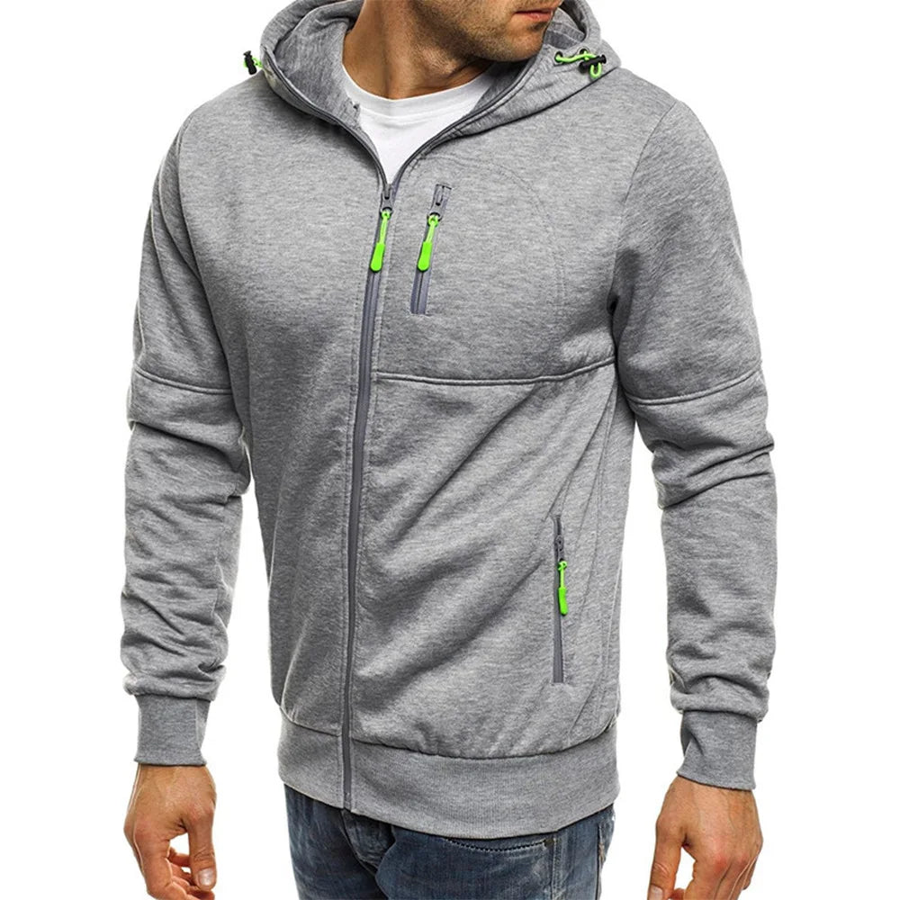 Dual-Zip Men's Lightweight Hooded Sweatshirt