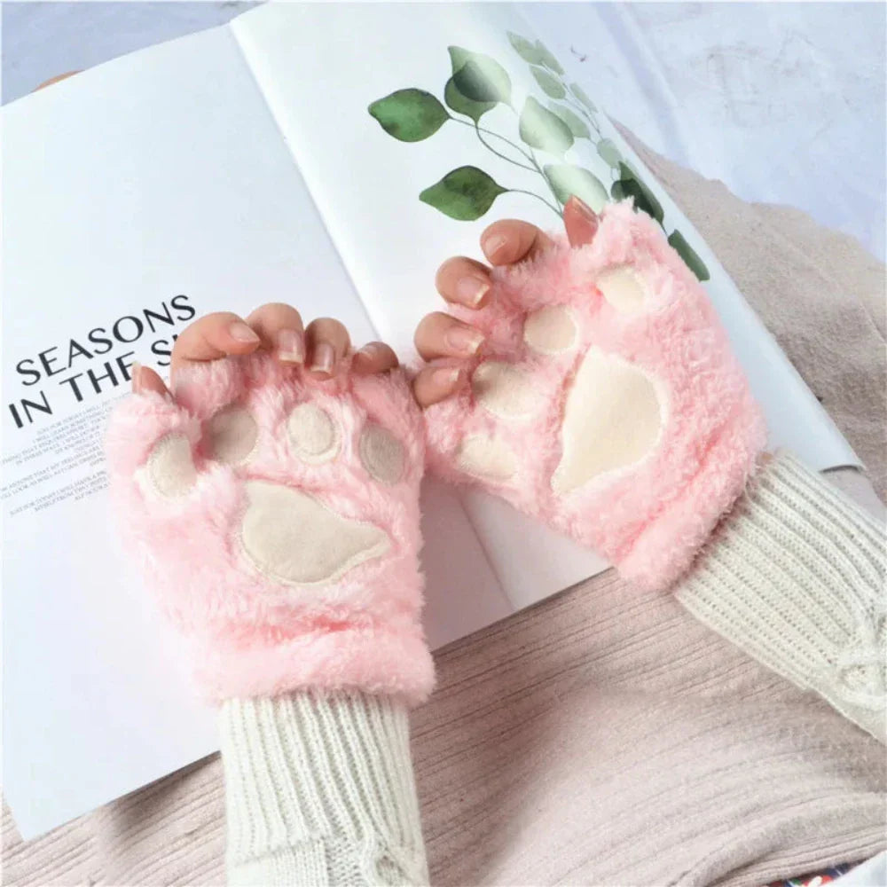 Girls' Winter Gloves with Cat Claw Design
