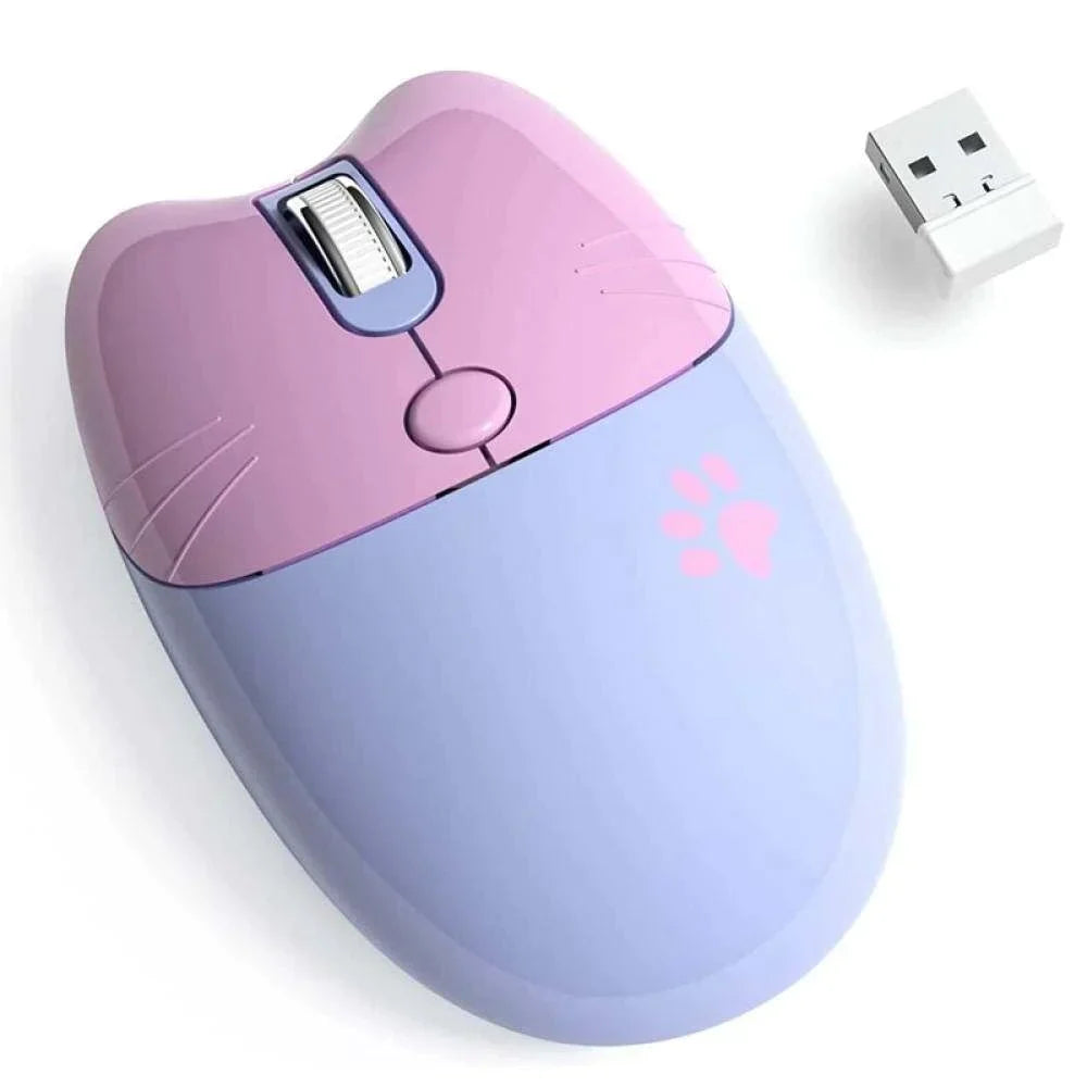 Cartoon Feline Themed Wireless Mouse with Bluetooth 2.4Ghz