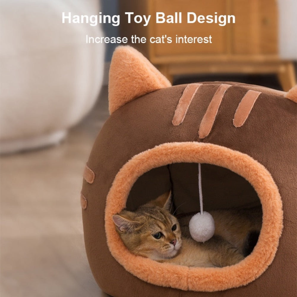 Cute Feline Head Pet Bed