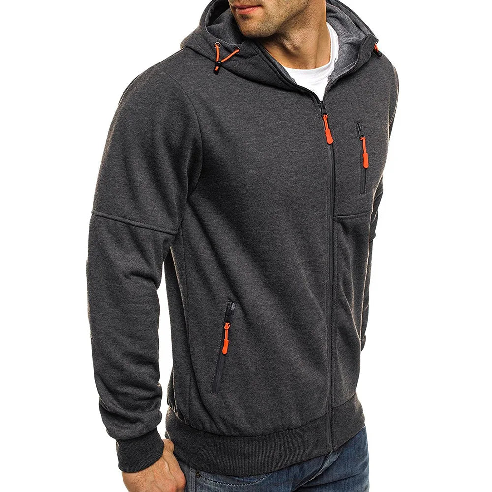 Dual-Zip Men's Lightweight Hooded Sweatshirt