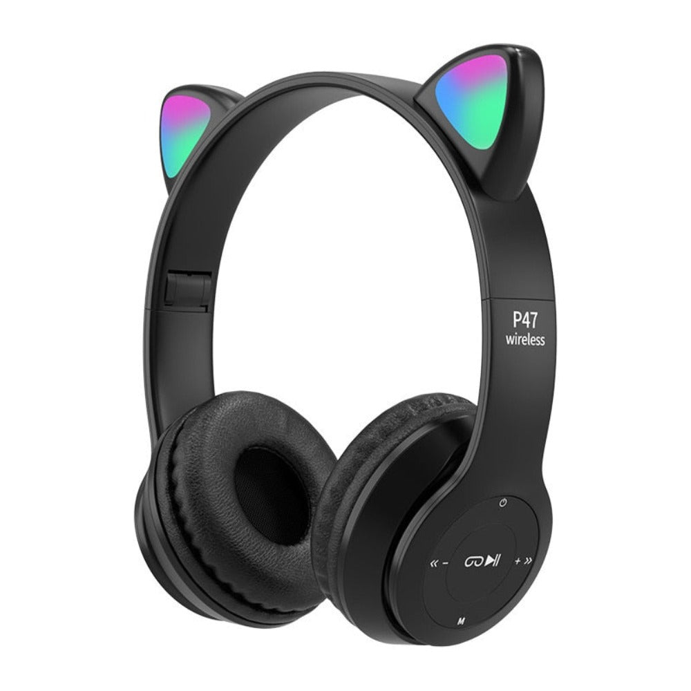 LED Bluetooth Headphones with Cat Ear Design