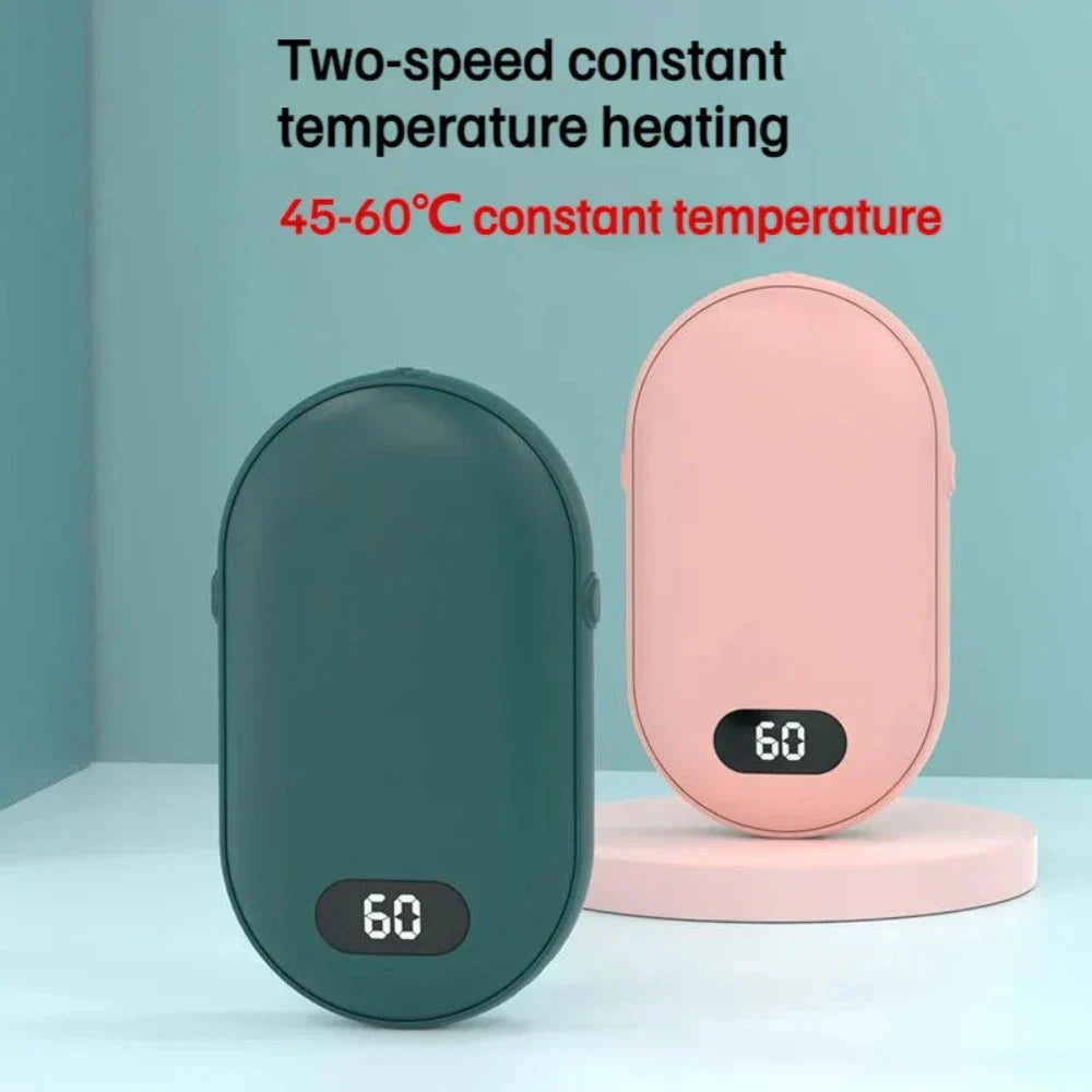 Double Sided Hand Warmer with Rechargeable Battery and Two Speeds