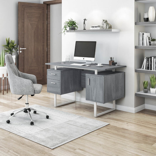 Contemporary Desk with Cabinet and Drawers