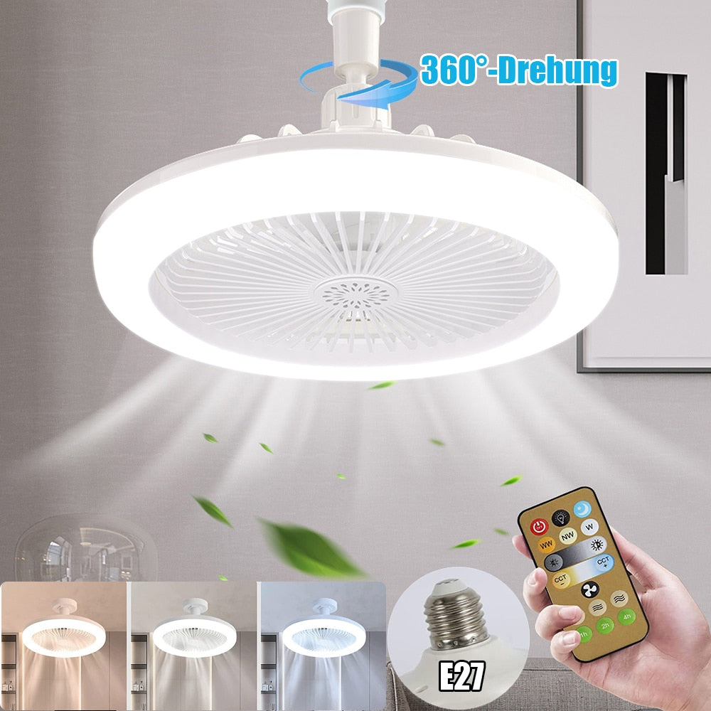 Contemporary Remote-Controlled LED Ceiling Fan with Built-in Lighting