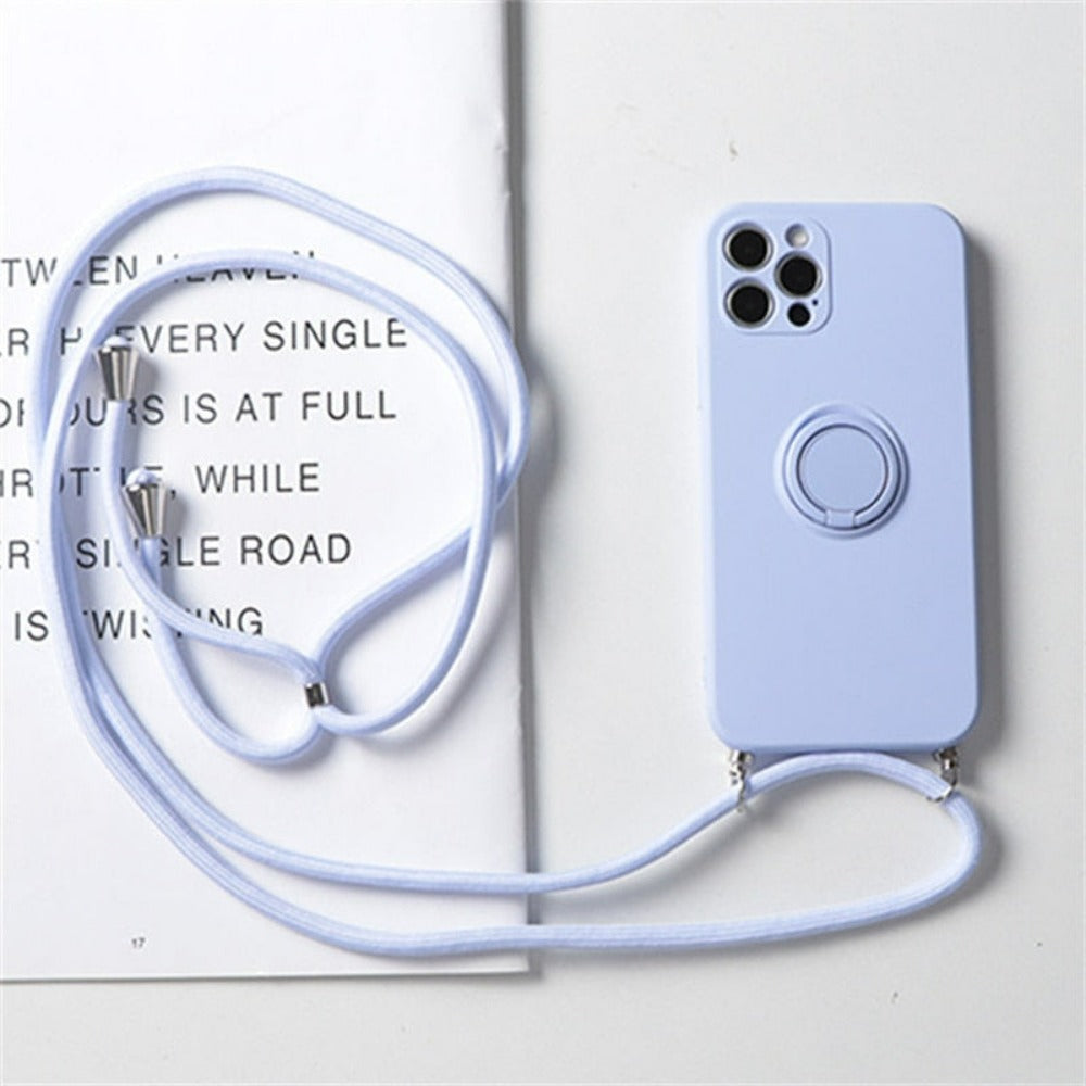 Rope Ring Crossbody Phone Case with Stand for iPhone - A Hands-free Solution
