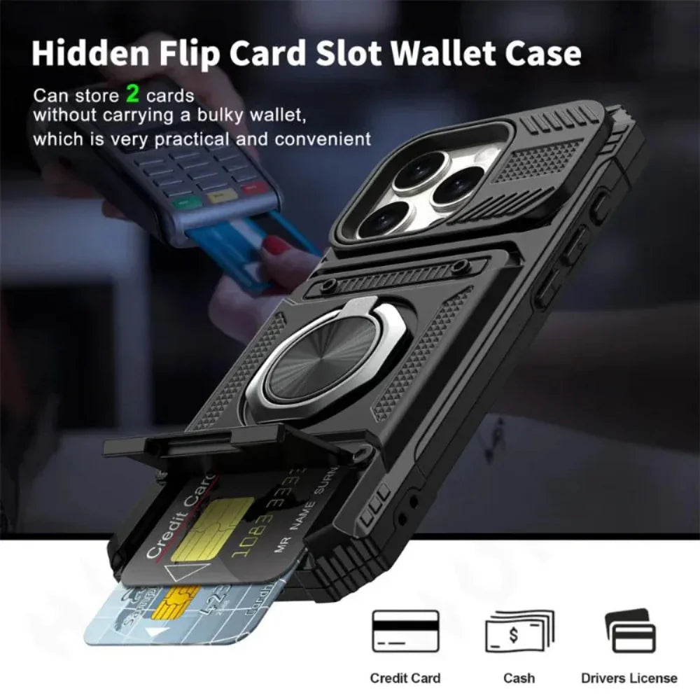 Magnetic Kickstand iPhone Armor Card Slot Protective Case