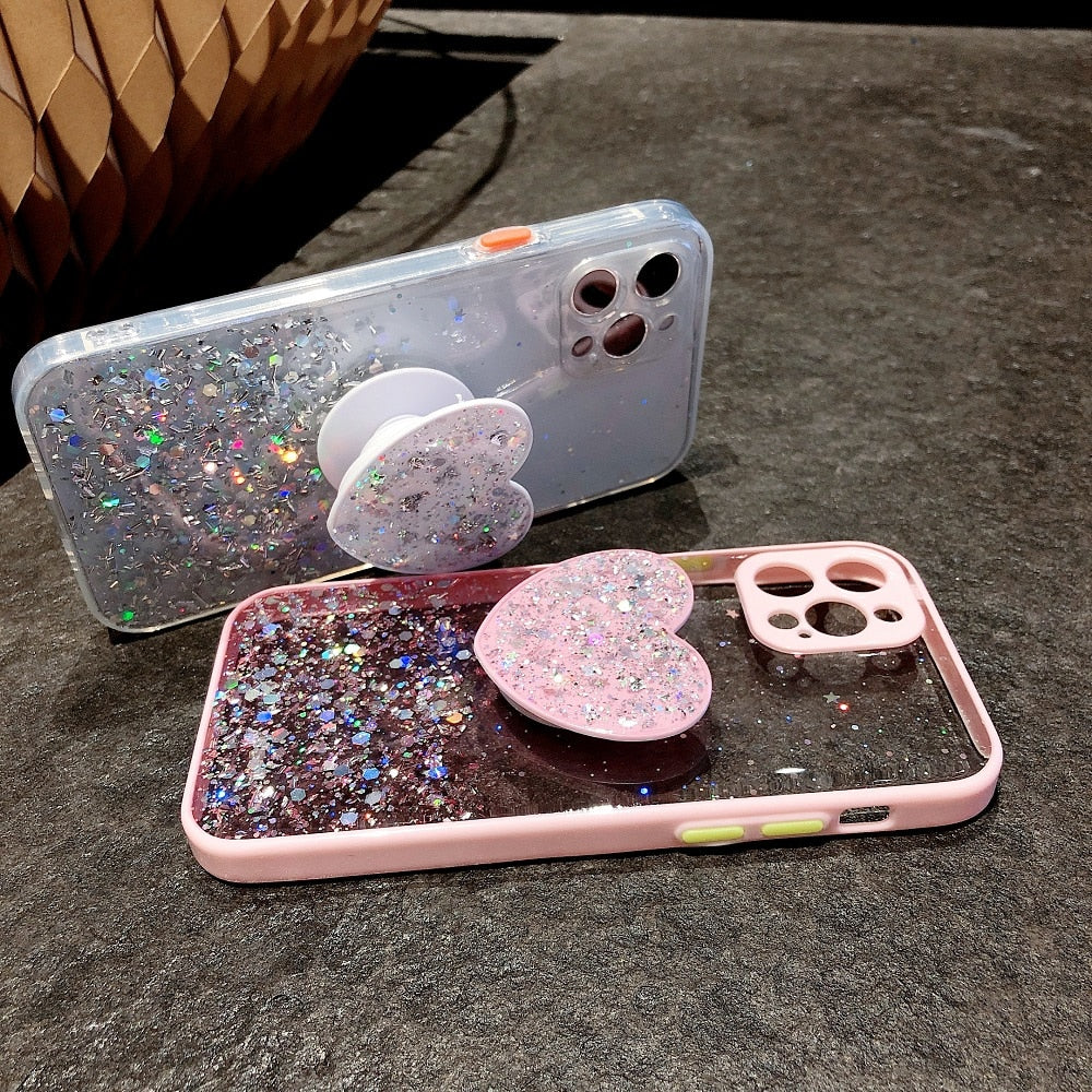 Love Stand iPhone Case with Shimmering Sequins