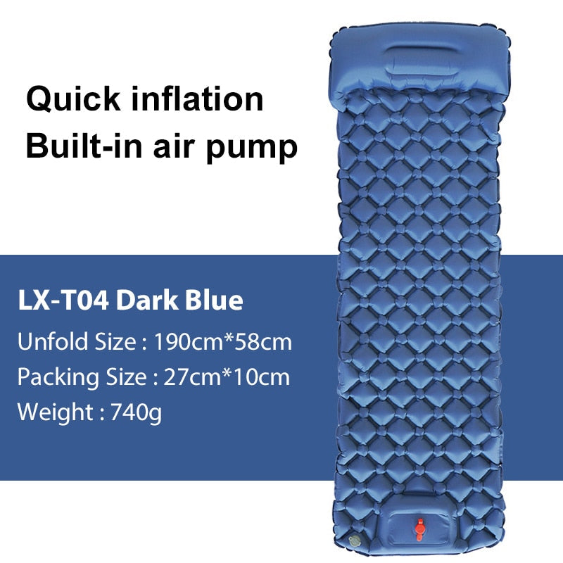 Inflatable Outdoor Mat with Pump and Neck Support
