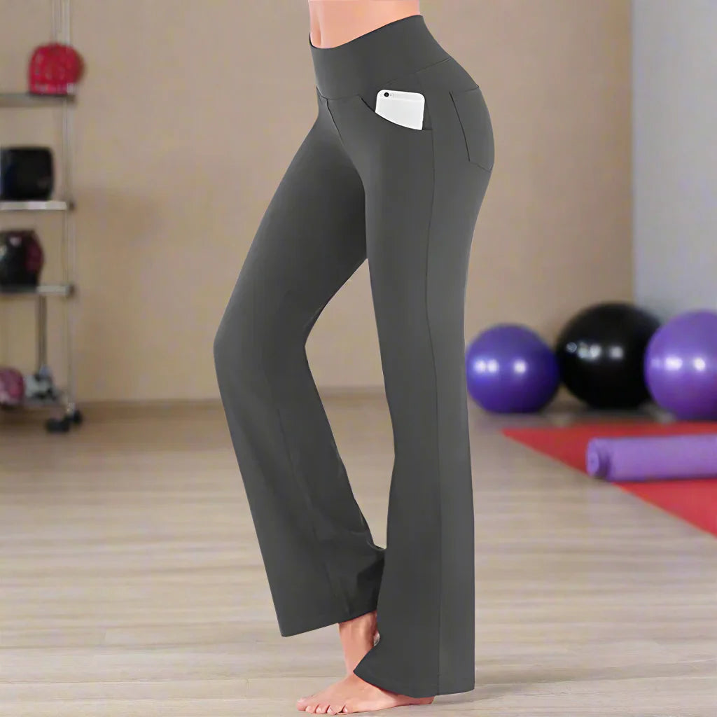 Flattering Straight Flare Yoga Leggings with a High Waist