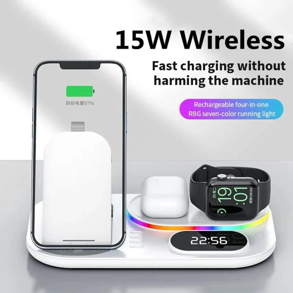 LED Wireless Charging Station with 4-in-1 Functionality