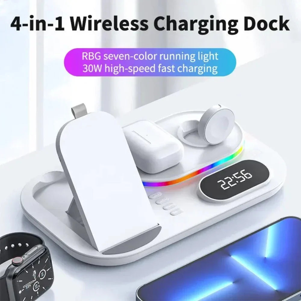 LED Wireless Charging Station with 4-in-1 Functionality