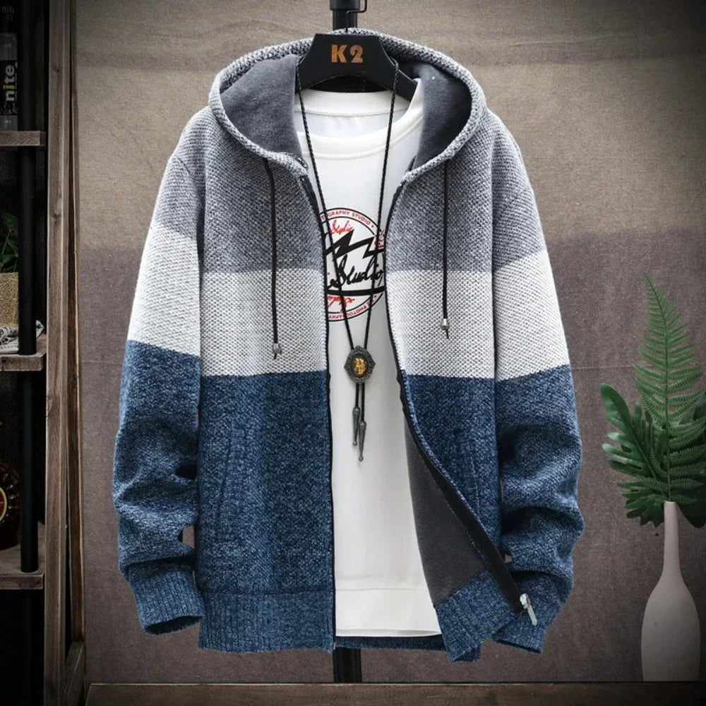 Men's Zip-Up Hooded Sweater Coat