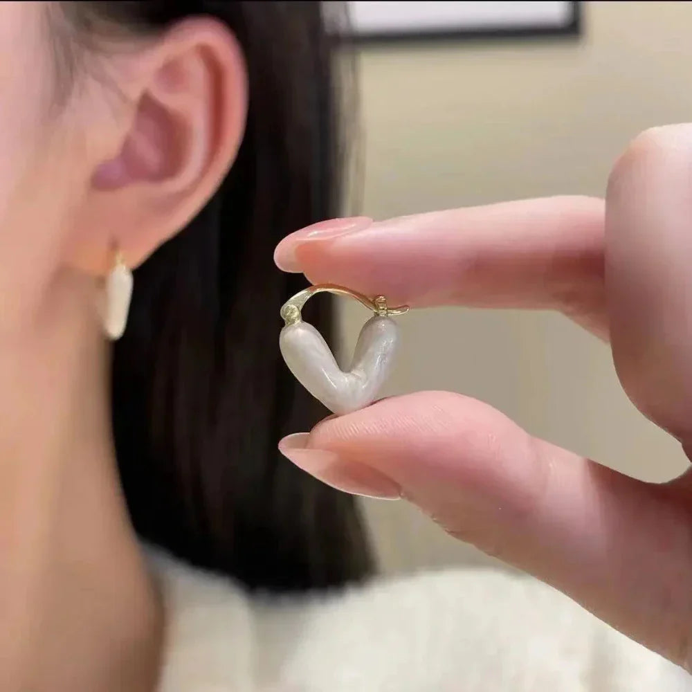 Korean Fashion Heart-Shaped Hoop Earrings