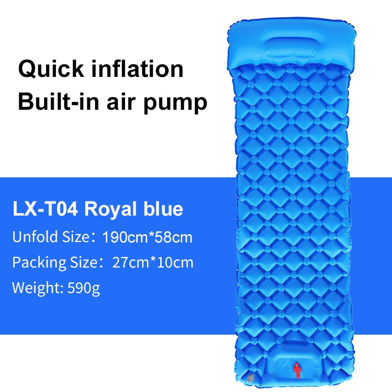 Inflatable Outdoor Mat with Pump and Neck Support