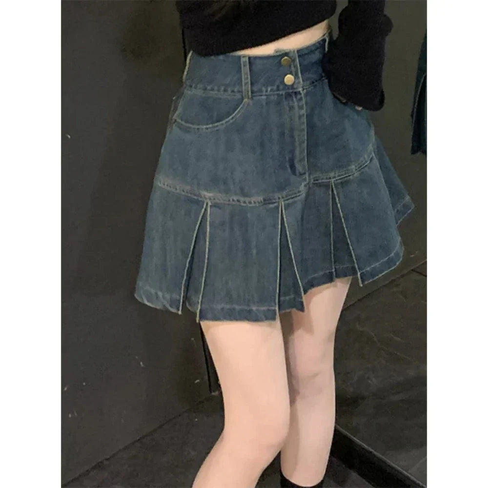 High Waisted Mini Denim Skirt for KPOP Lovers