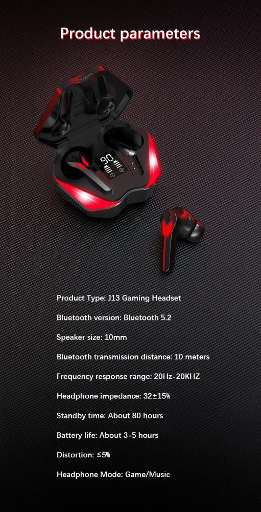 Bluetooth Earbuds with Fiery Red Dragon Design