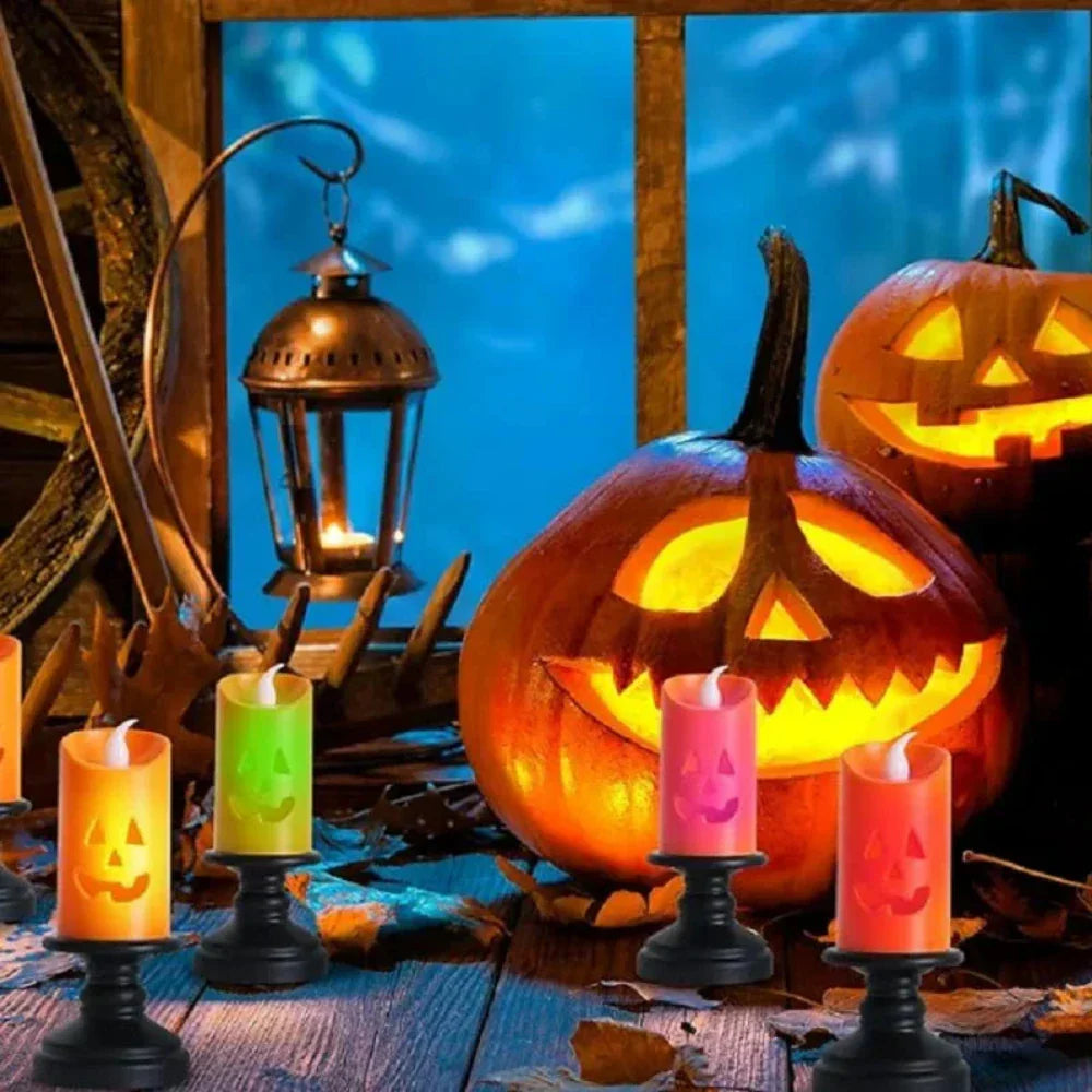 LED Electronic Candle with Halloween Pumpkin Design