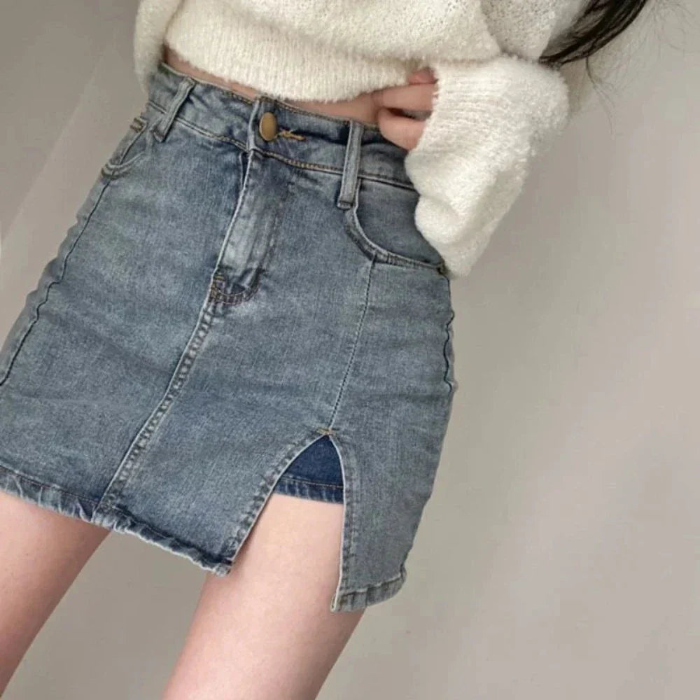 Denim Skirt for Women with Slim Fit and Hip-Hugging Design