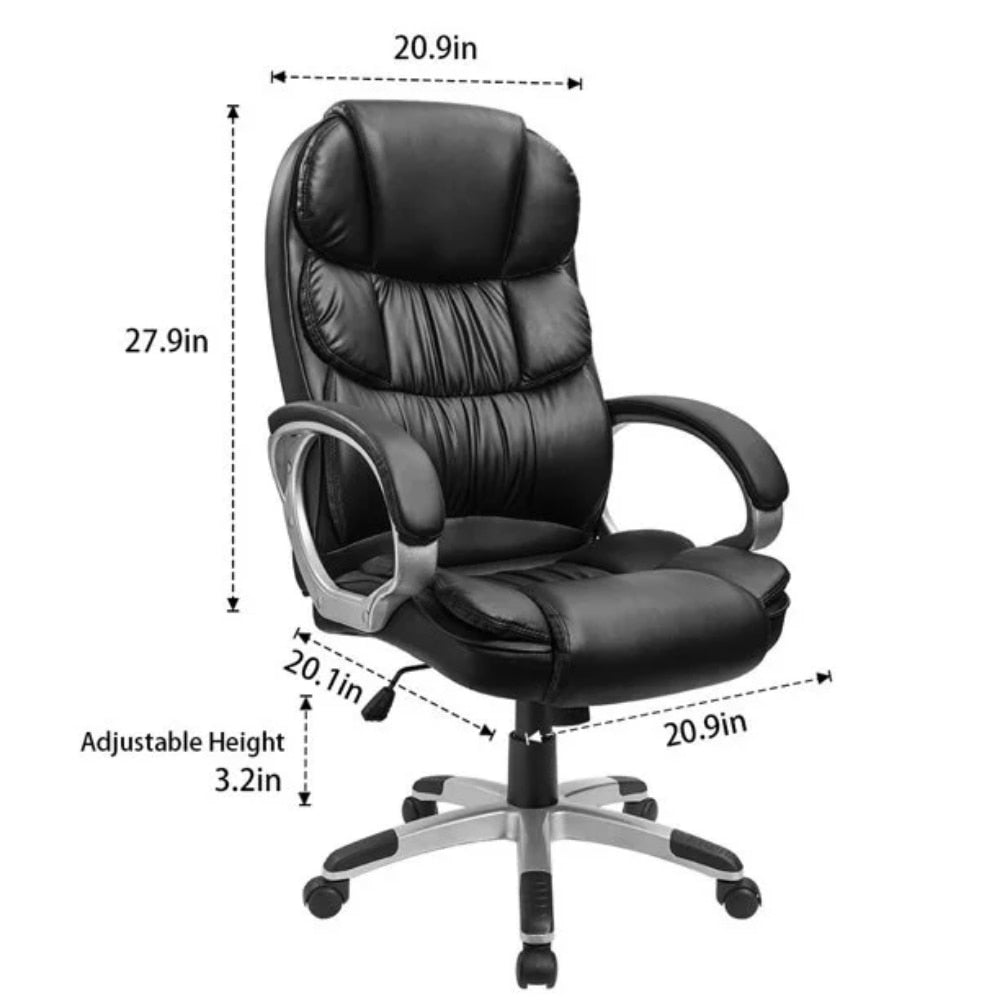 High Back Faux Leather Executive Office Chair in Black